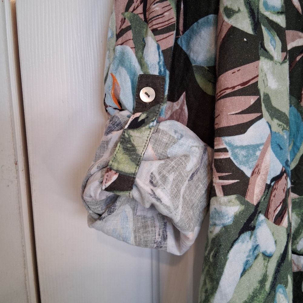 C by One Tropical Floral Linen Blend Button Up Shirt Size 2X - Picture 10 of 12